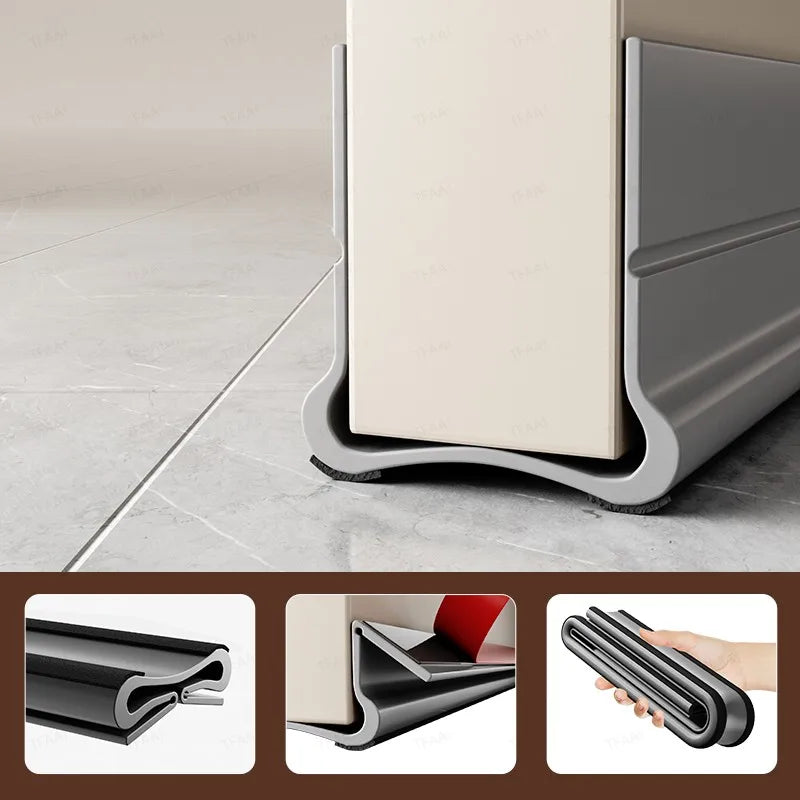 Door Gap Weather Strip Flexible PVC Triple Seal 93cm Door Weather Strip Qme