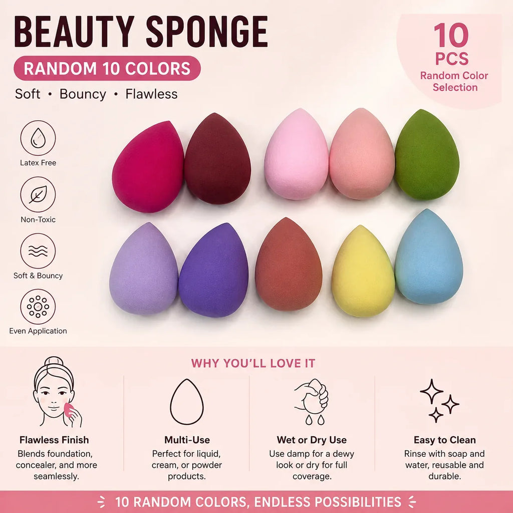 10 Mini Mixed Makeup Sponges & Puffs – DIY Concealer Tools Makeup Sponge Set Qme