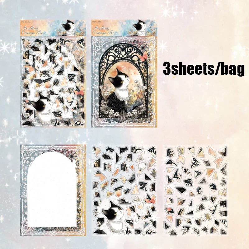 Gothic Dark Cat Crystal PET Puzzle Stickers – DIY Crafts DIY Craft Stickers Qme 4