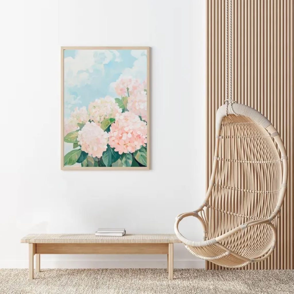 Hydrangea Floral Canvas Wall Art – Impasto Pastel Print Canvas Wall Art Qst