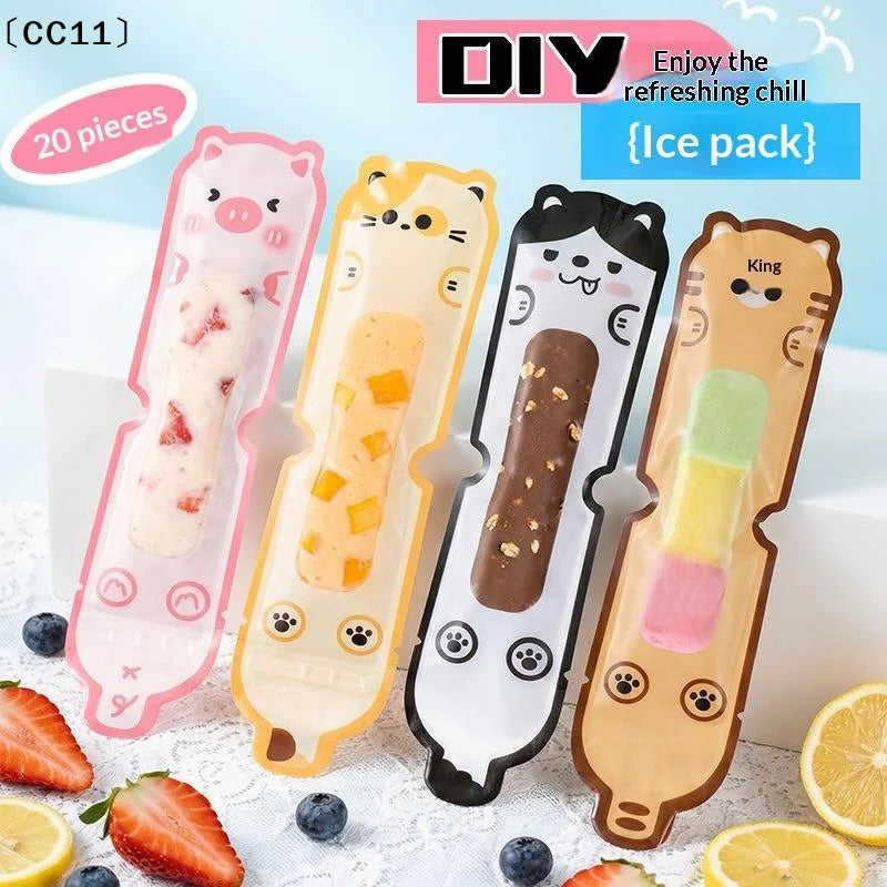 Cartoon DIY Ice Lolly Bags – Leak-Proof, BPA-Free, Kids Summer Ice Lolly Mold Bags Qme