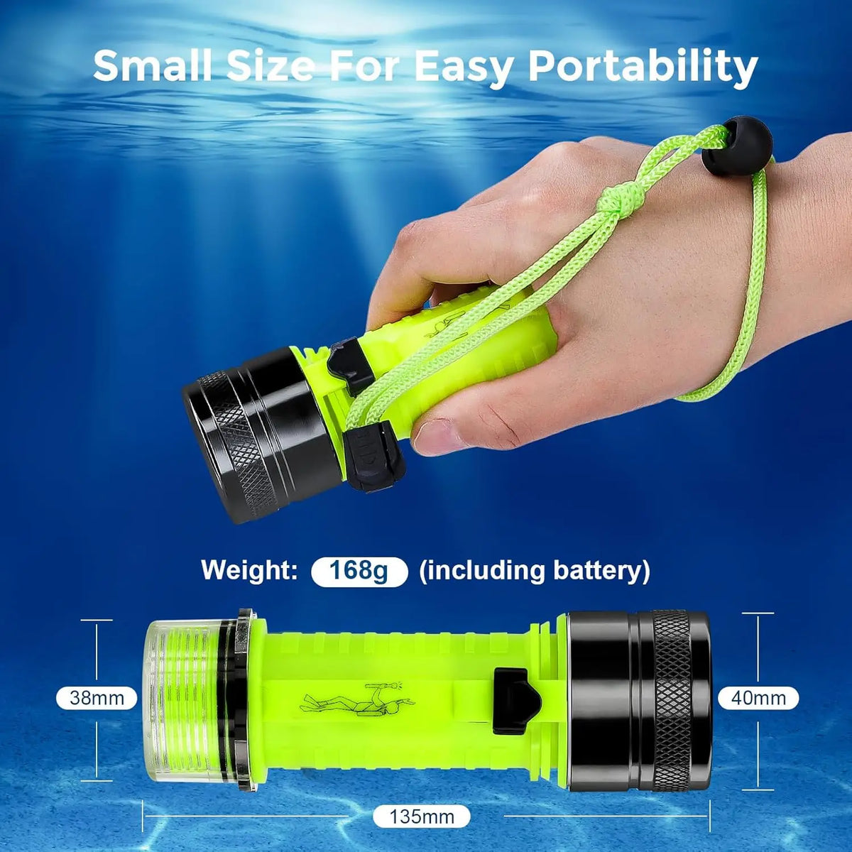 3800 Lumen Rechargeable Scuba Diving Flashlight – IPX8 Diving Flashlight Qst