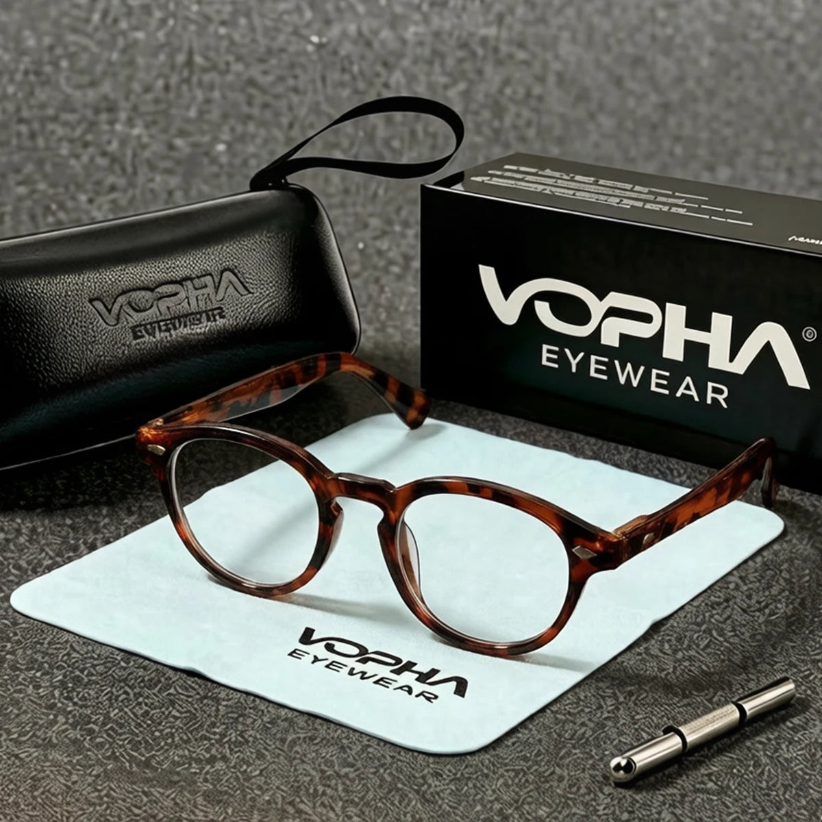 VOPHA Square Blue Light Blocking Glasses Unisex – Clear Lens L21 Blue Light Glasses Qst Tortoiseshell +200