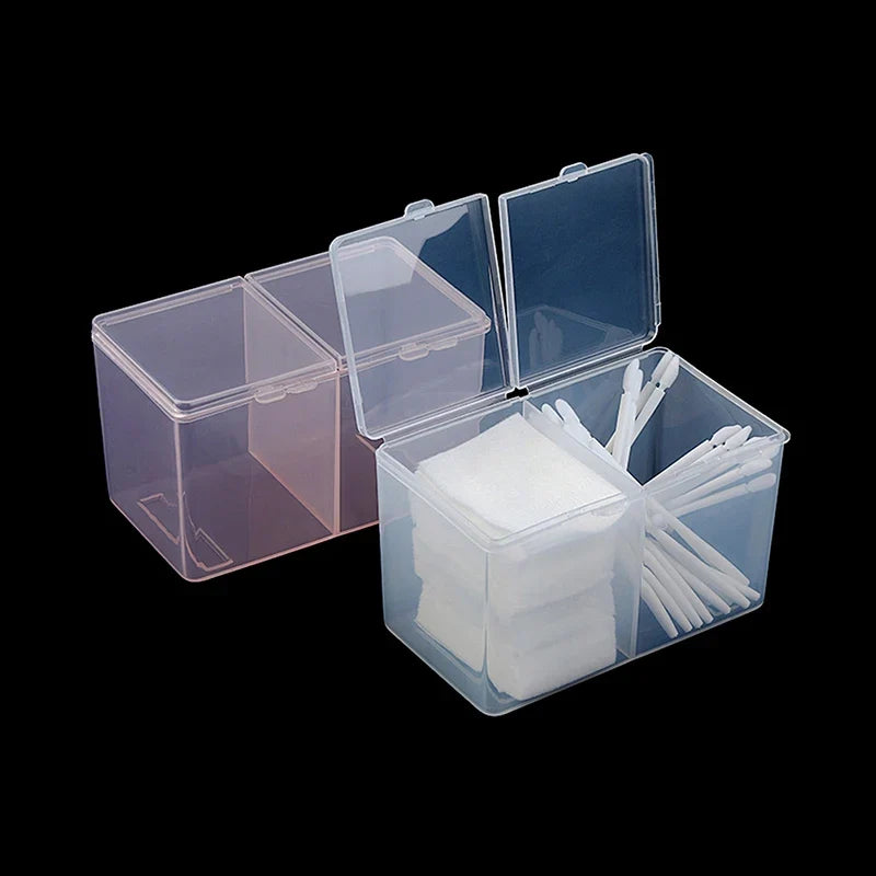 Double-Compartment Cotton Pads & Swab Holder Case Organizer Cosmetic Organizer Case Qme