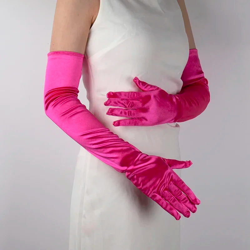 Women's Satin Long Opera Gloves – Stage, Costume & Cosplay Satin Opera Gloves Qme