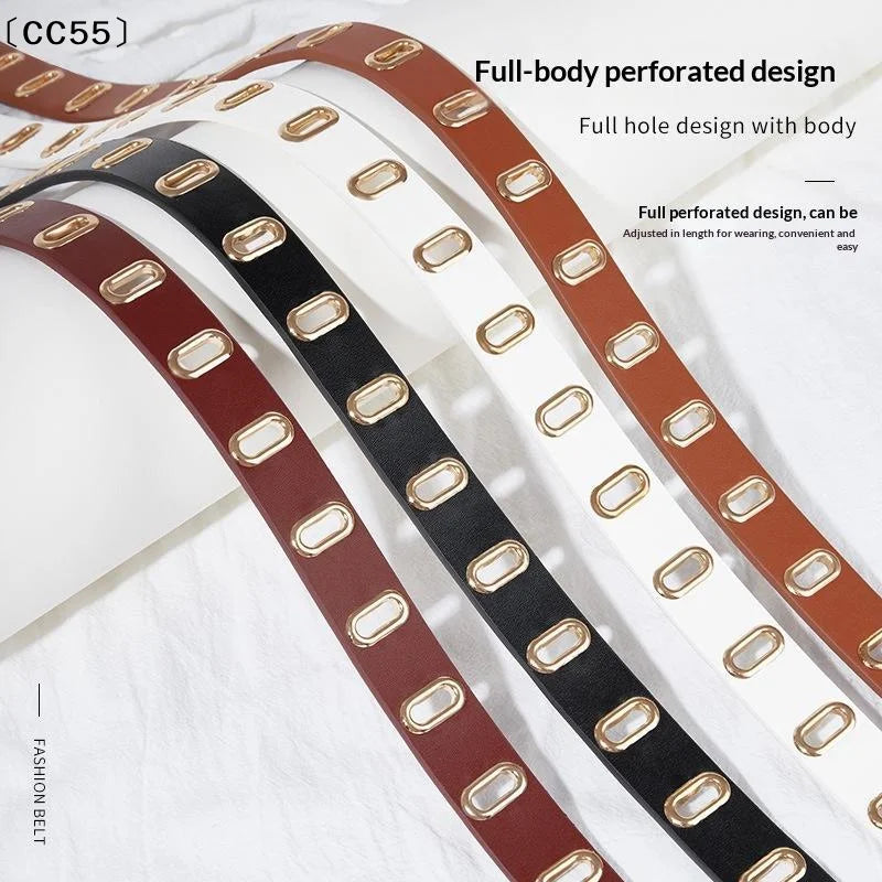 Vintage Round Buckle PU Leather Belt – Women's Waistband Fashion Leather Belt Qst