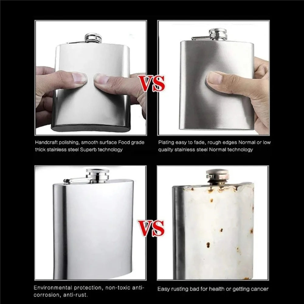 Stainless Steel Hip Flask 4/8/10 oz – Pocket Whiskey Bottle Hip Flask Qst