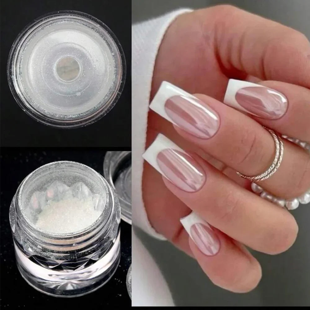 Chrome Nail Powder Aurora Pearl Rainbow Metallic Pigment Chrome Nail Powder Qme