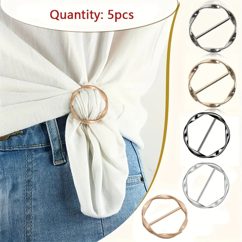 Metal Circle Scarf Clips & T-Shirt Ring Buckles for Women Scarf & Shirt Clip Qme