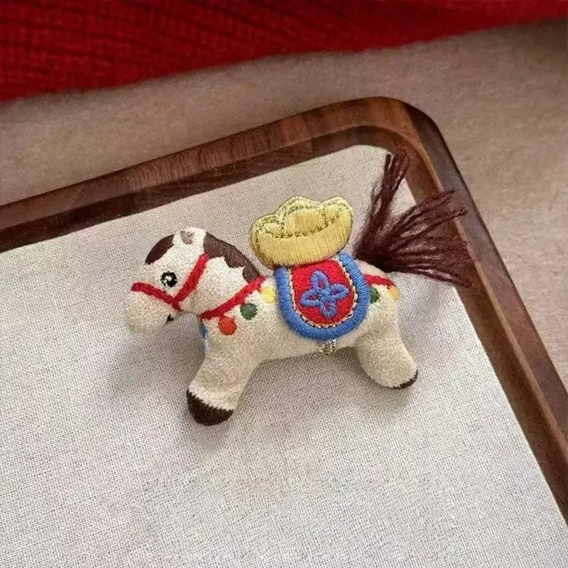 Zodiac Pony Fabric Brooch Pin – Charming Horse Corsage Fabric Brooch Pin Qme A2