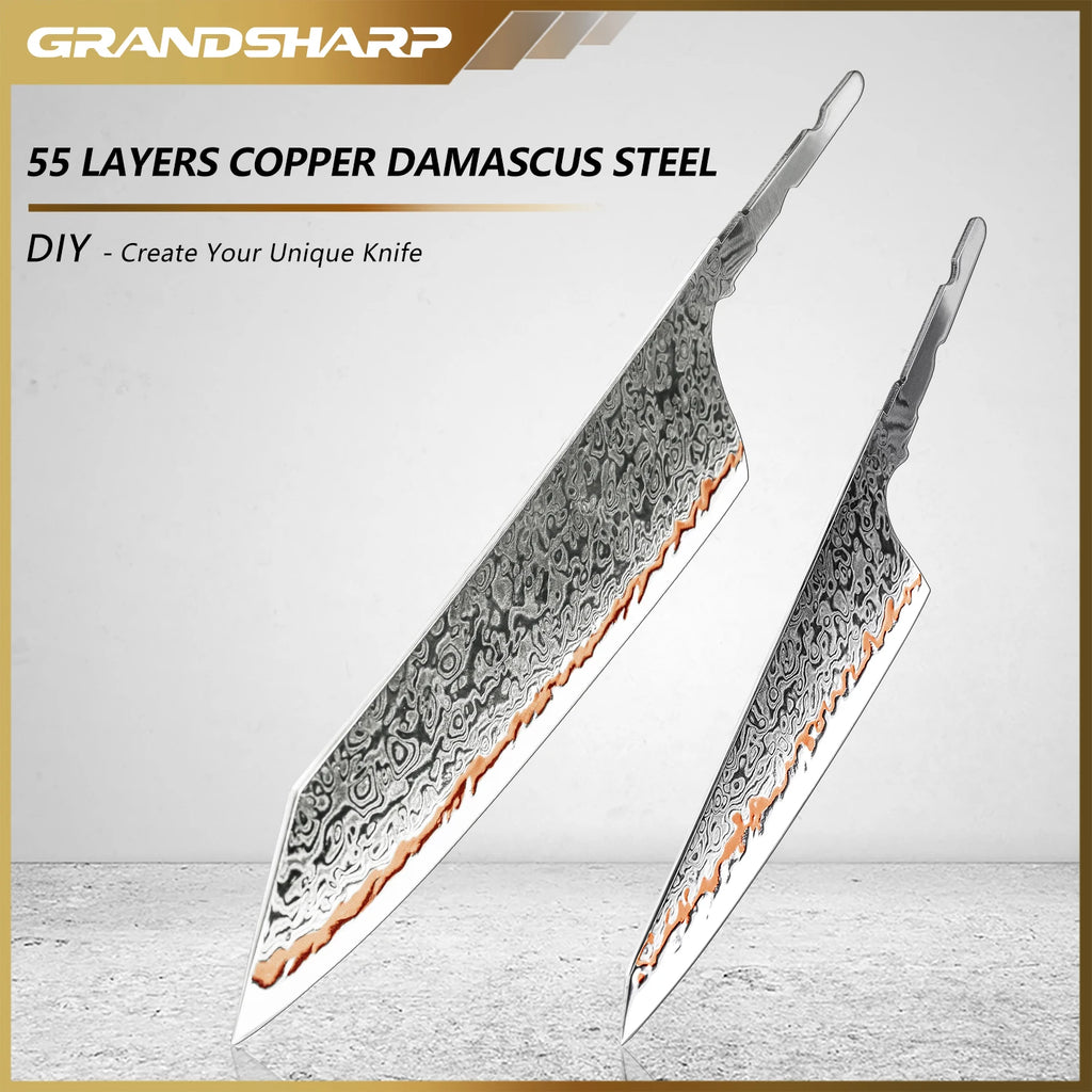 Grandsharp 55-Layer Copper Damascus DIY Knife Making Blade DIY Knife Blade Qst