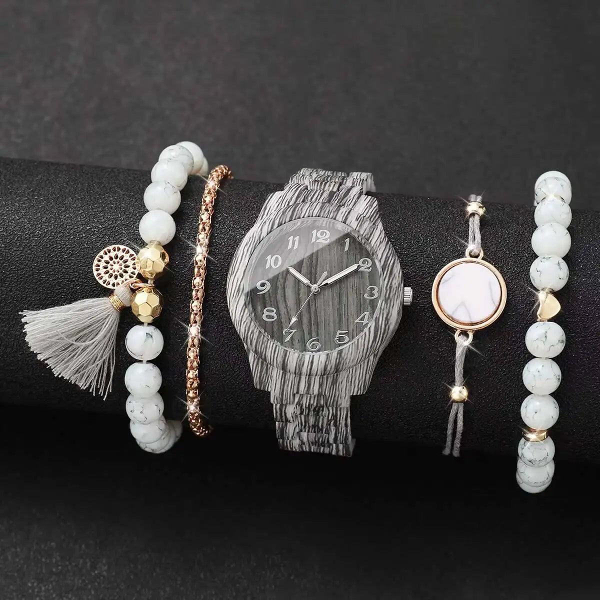 Women's Wooden Pattern Quartz Watch – Casual Fashion Timepiece Women's Quartz Watch Qme