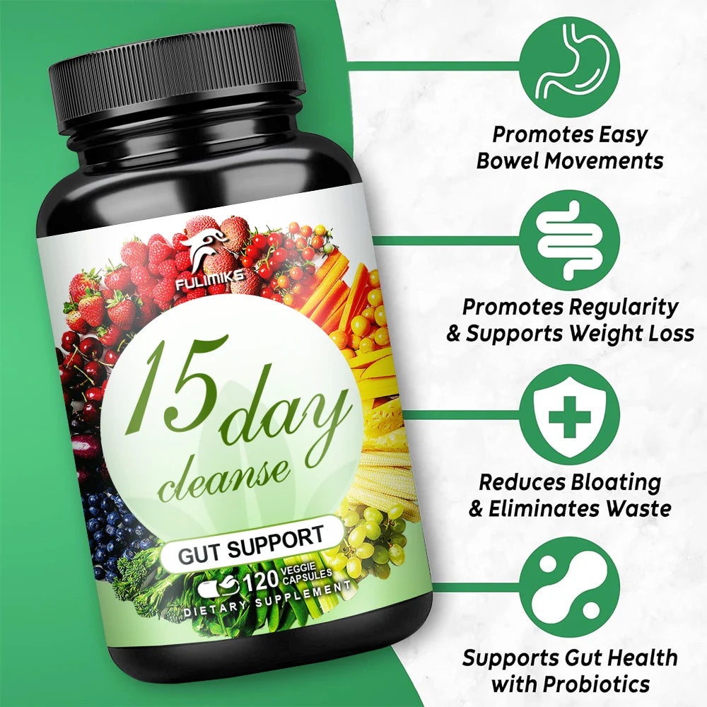Fulimiks 15-Day Cleanse Capsules – Probiotics & Gut Health (10 Pk) Digestive Supplement Qst