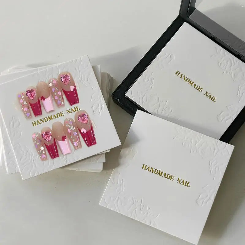 Rose Embossed Nail Display Cards – 20 Sheets, 75x75mm Nail Display Cards Qst