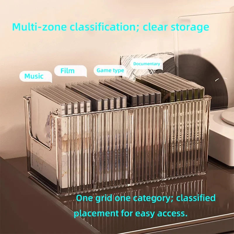 Magnetic CD & Vinyl Record Storage Box – Desktop Disc Rack Disc Storage Box Qme