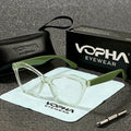 VOPHA Cat Eye Reading Glasses – Anti Blue Light, Large Frame Reading Glasses Qst 150 Green