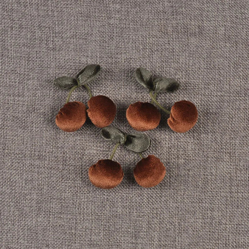 Cute Cherry Fabric Appliques for DIY Hair Accessories – 4pcs Fabric Appliques Qme 4pcs-3 42x55mm