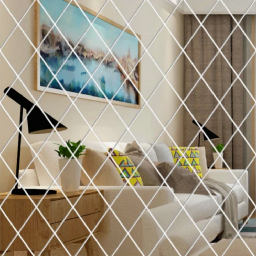 Self-Adhesive Acrylic Mirror Wall Stickers 50x50cm DIY Decal Mirror Wall Sticker Qme