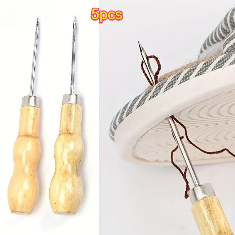 Wooden Handle Sewing Awl – Leather Craft & Shoe Repair Tool Leather Craft Awl Qme 5pcs
