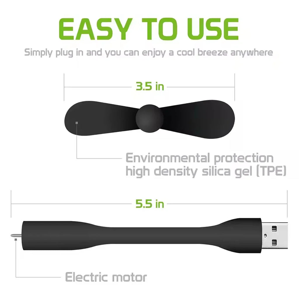 Mini USB Flexible Fan for Laptop, Power Bank & AC Charger USB Mini Fan Qme