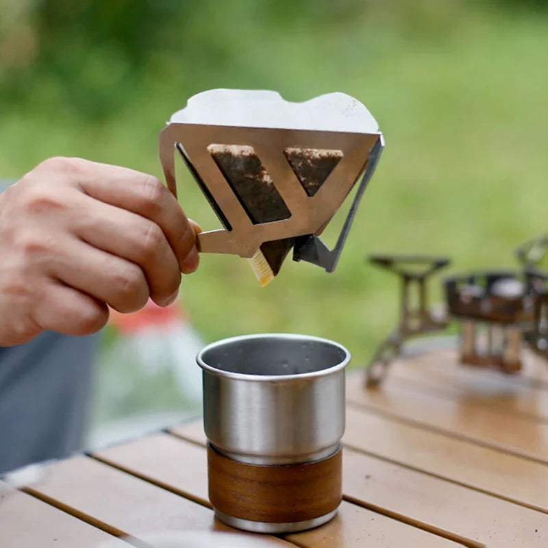 Portable Stainless Steel Coffee Drip Rack & Filter – Camping Coffee Drip Filter Qme