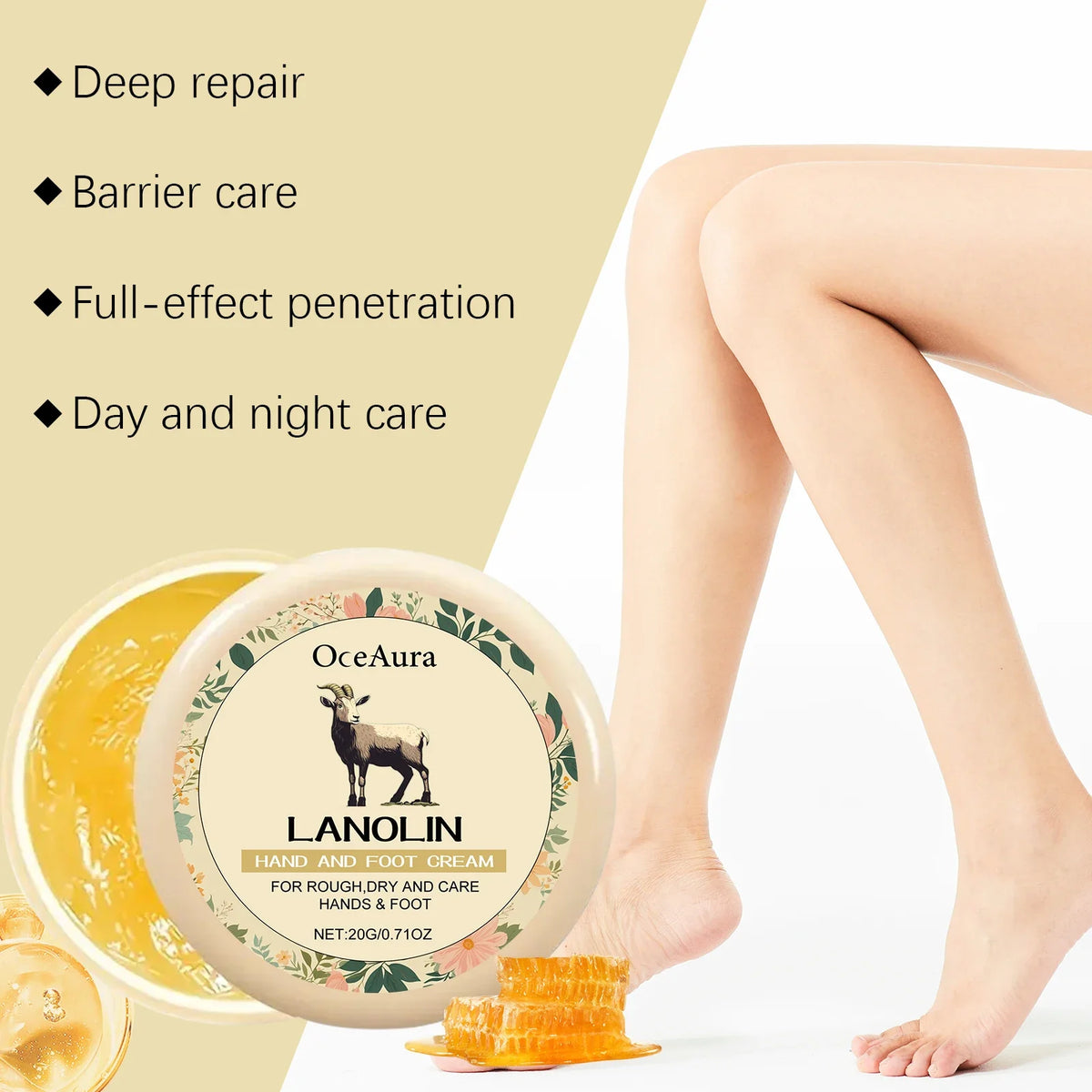 Lanolin Hand & Foot Cream – Deep Moisturizing & Exfoliating Hand & Foot Cream Qme