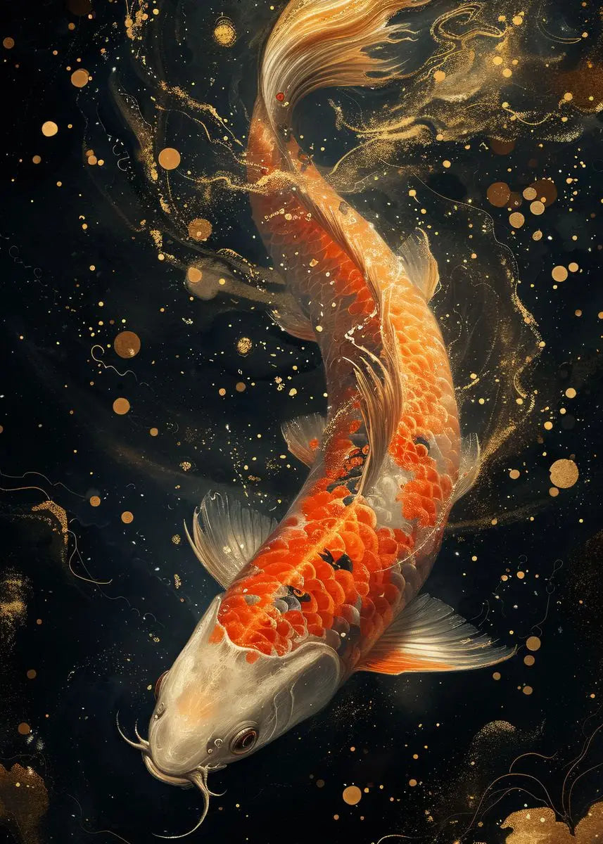Japanese Koi Fish Canvas Wall Art – Colorful Carp Poster Print Canvas Wall Art Qst 10 20x30cm Unframed