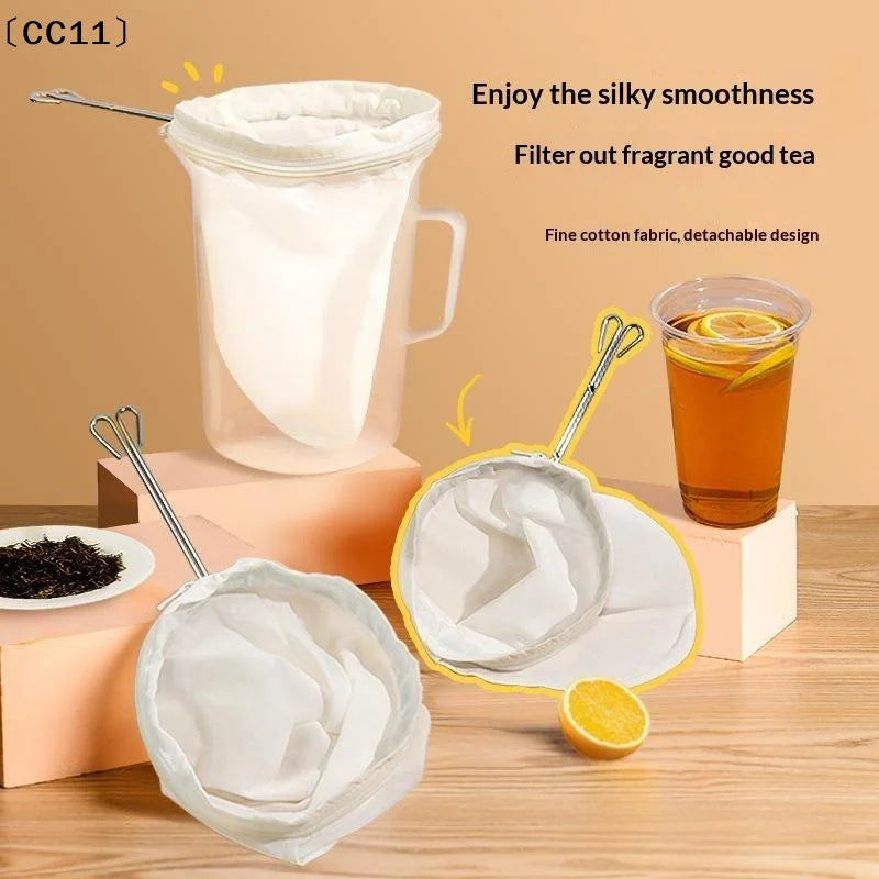 Reusable Cotton Tea Filter with Stainless Steel Handle | S/M/L Tea Filter Strainer Qme