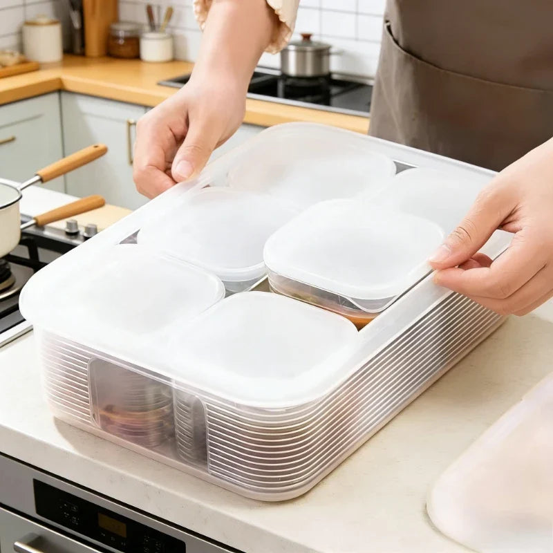 6-Compartment Food Storage Container with Lid | Fridge Organizer Food Storage Container Qme