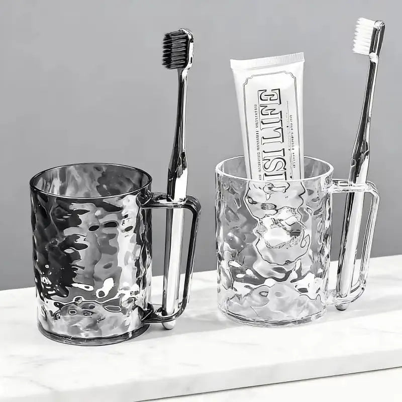 Transparent Plastic Toothbrush Cup with Handle | Multipurpose Toothbrush Cup Qst