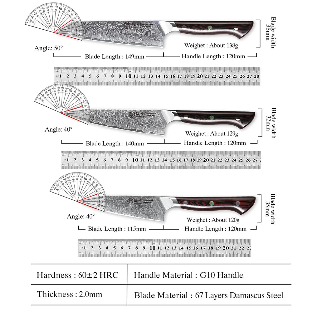 SHENGSHARP 67-Layer Damascus Chef Knife – G10 Handle Gift Box Damascus Kitchen Knife Qst