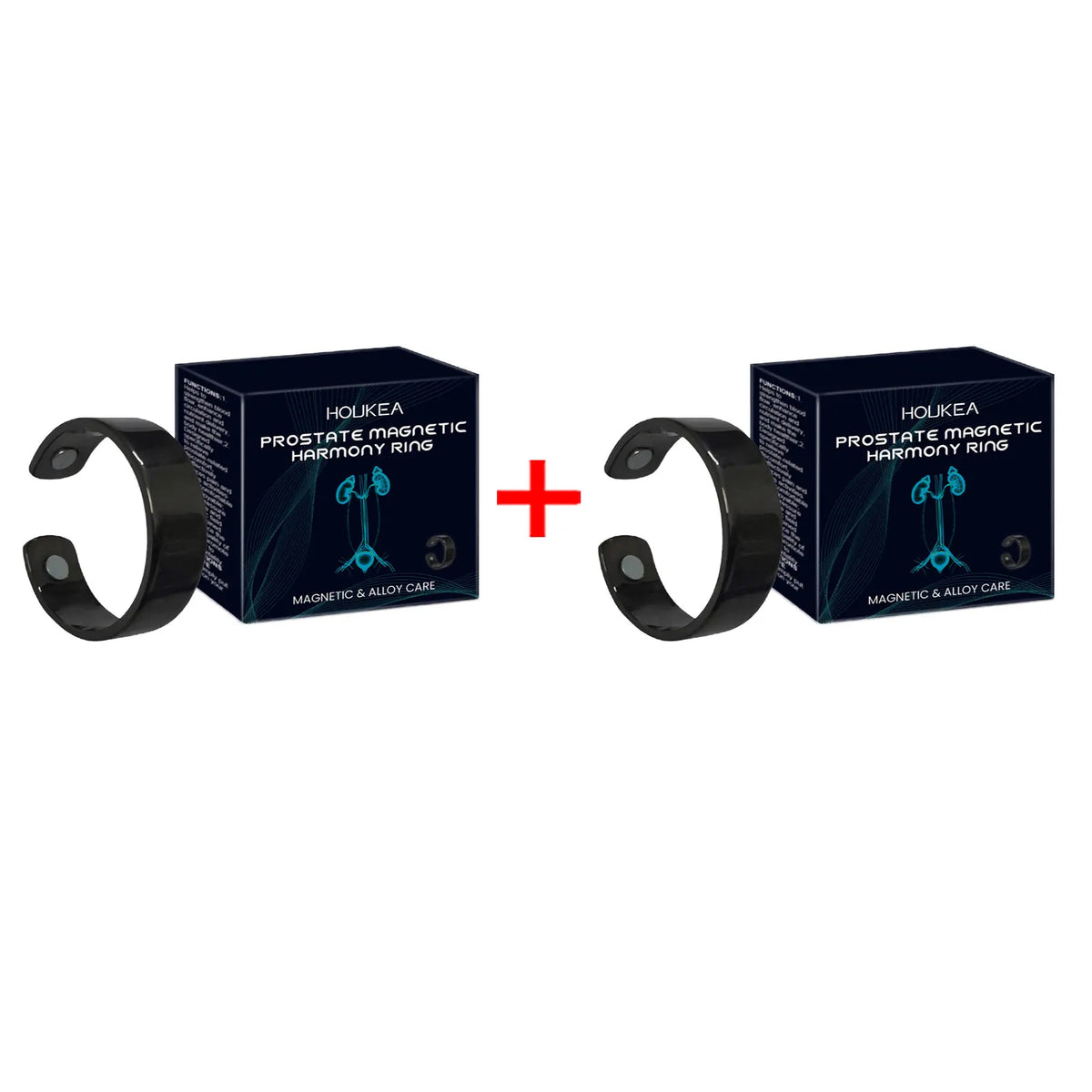 HOUKEA Magnetic Wellness Ring – Men's Circulation Support Magnetic Therapy Ring Qst 2pcs boxed