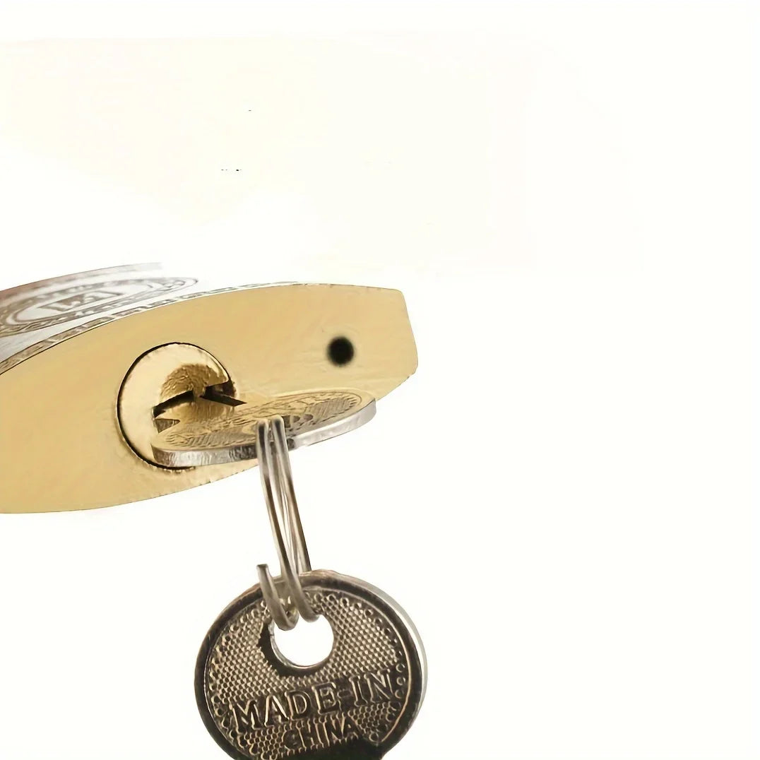 Vintage Brass Padlock Heavy Duty Lock with 2 Keys | Anti-Rust Brass Padlock Qme