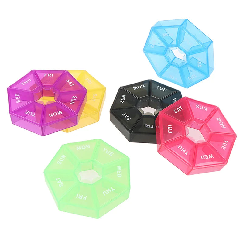 7-Day Pill Organizer – Portable Weekly Tablet & Vitamin Case Pill Organizer Qme