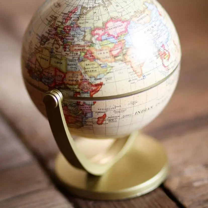 Rotating World Globe Desktop Ornament – English Version Globe Desktop Ornament Qme
