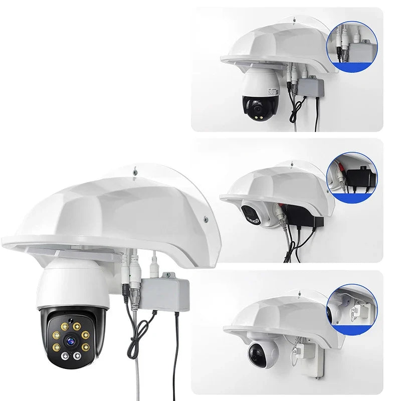 Waterproof CCTV Dome Camera Rain Cover – ABS Protective Hood Camera Rain Cover Qme