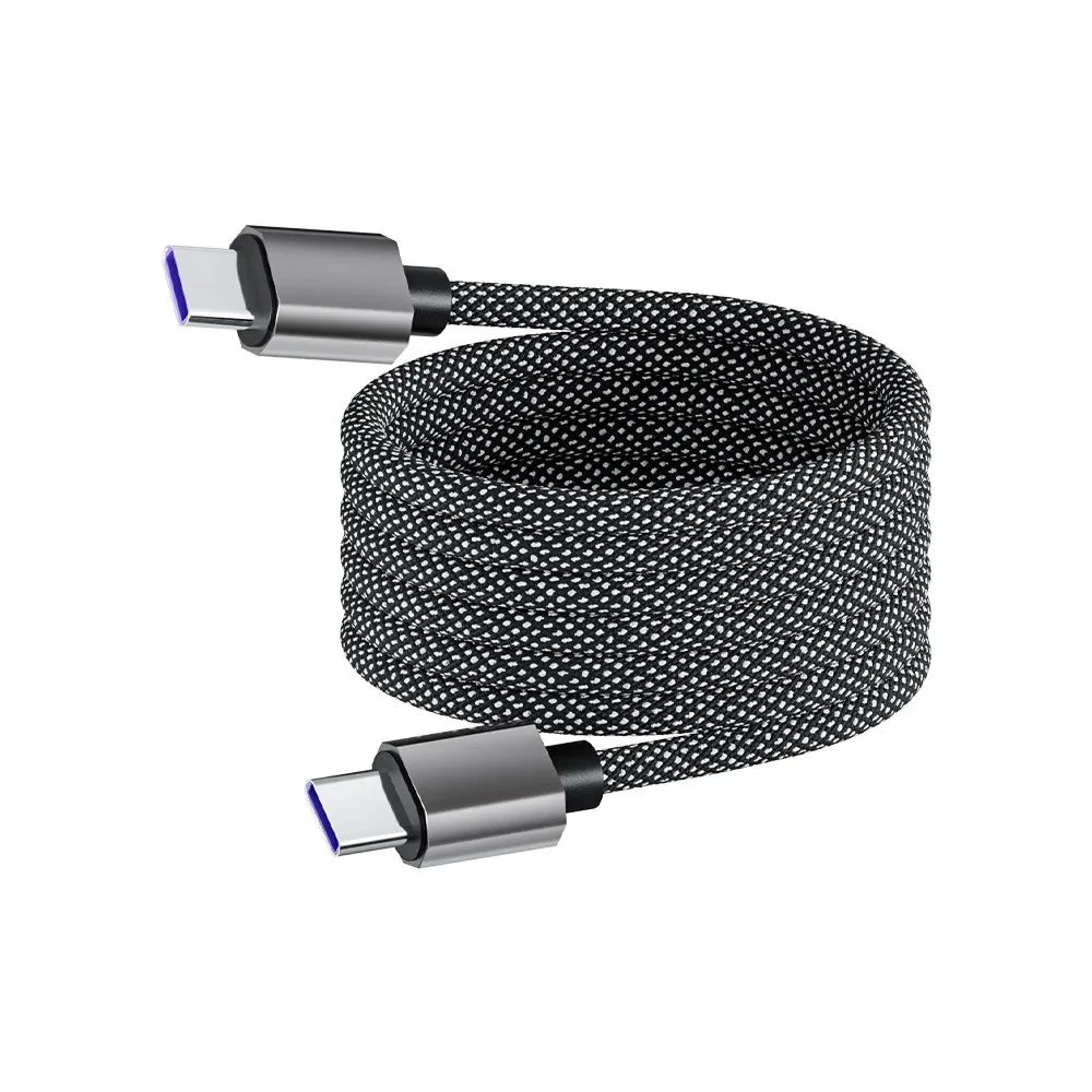 Magnetic USB-C Braided Cable PD 65W Fast Charge – Samsung & Xiaomi USB-C Charging Cable Qme 1m Type C to C