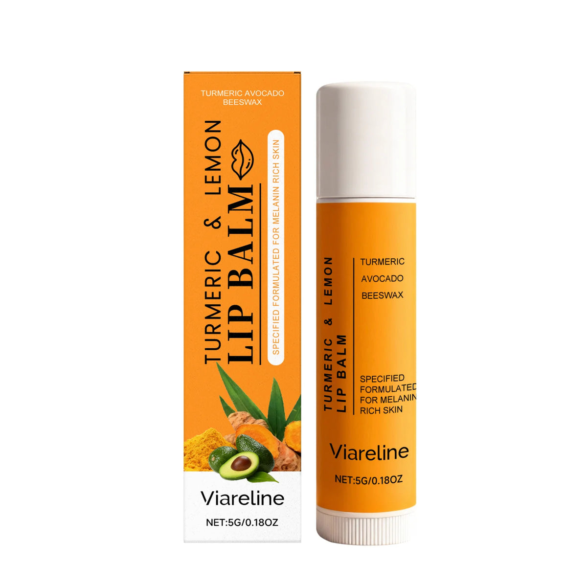VIARELINE Turmeric Lemon Lip Balm – Moisturizing & Brightening Lip Balm Qst 5g boxed