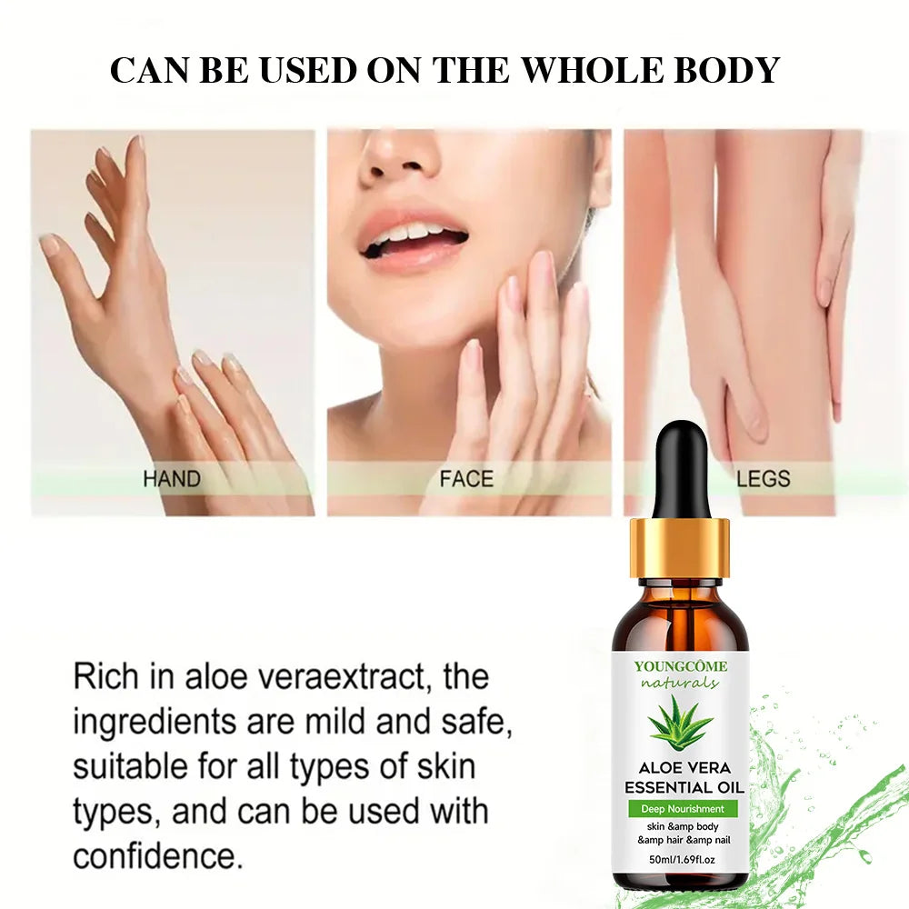 YOUNGCOME Pure Aloe Vera Oil – Moisturizer for Skin, Hair & Nails Moisturizing Hair Oil Qst