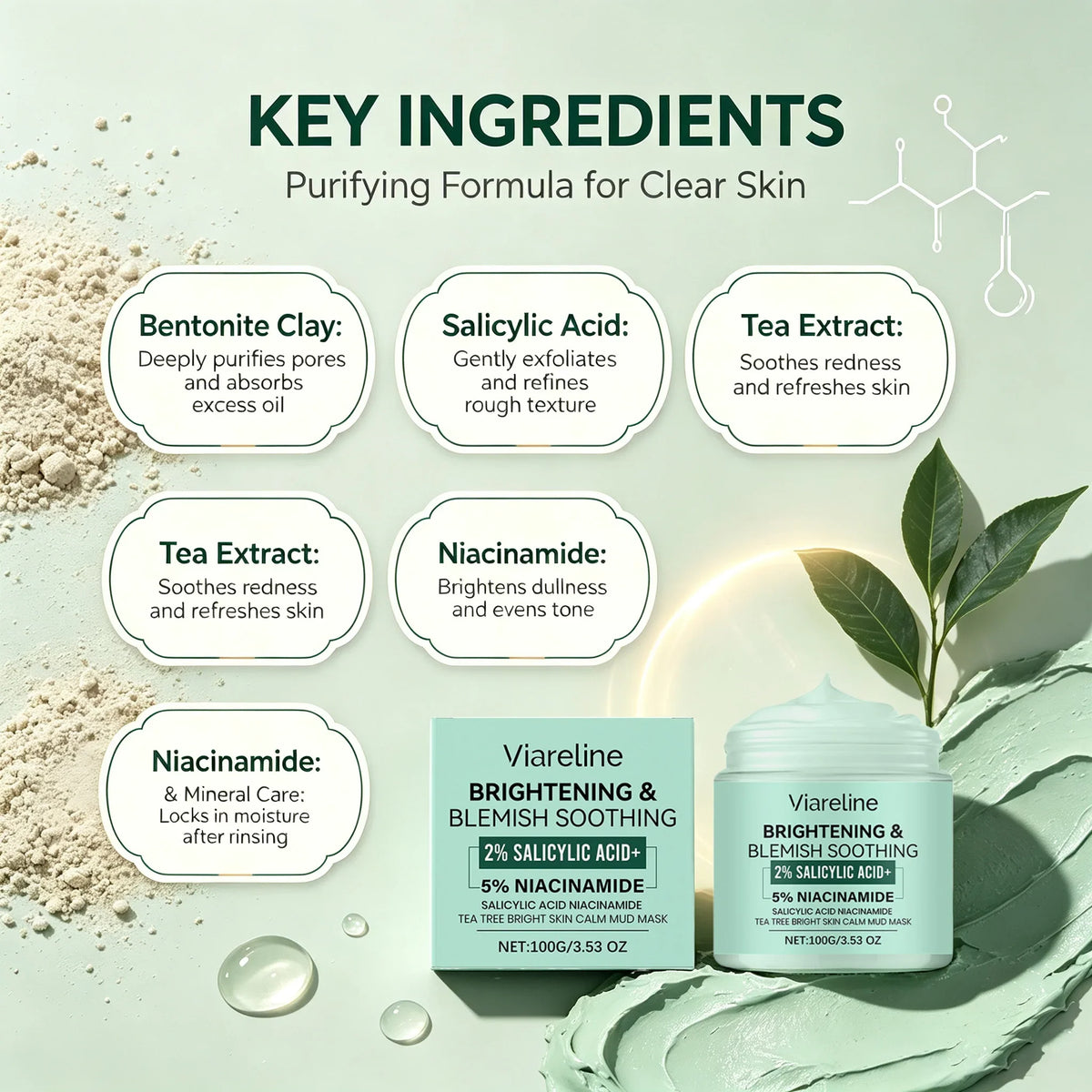Tea Tree Clay Mask – Pore Purifying & Oil Control | Qme Clay Face Mask Qme