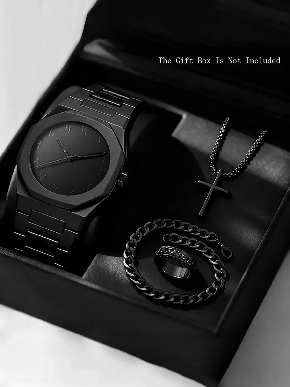 Men's Light Luxury Simple Quartz Watch – Black Large Dial Quartz Wristwatch Qme