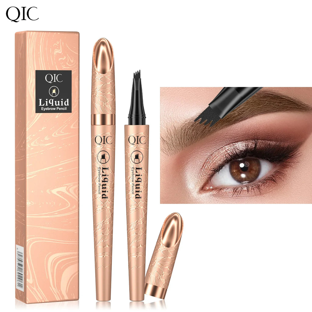 4-Tip Waterproof Liquid Eyebrow Pen – Long-Lasting Brow Makeup Liquid Eyebrow Pen Qme