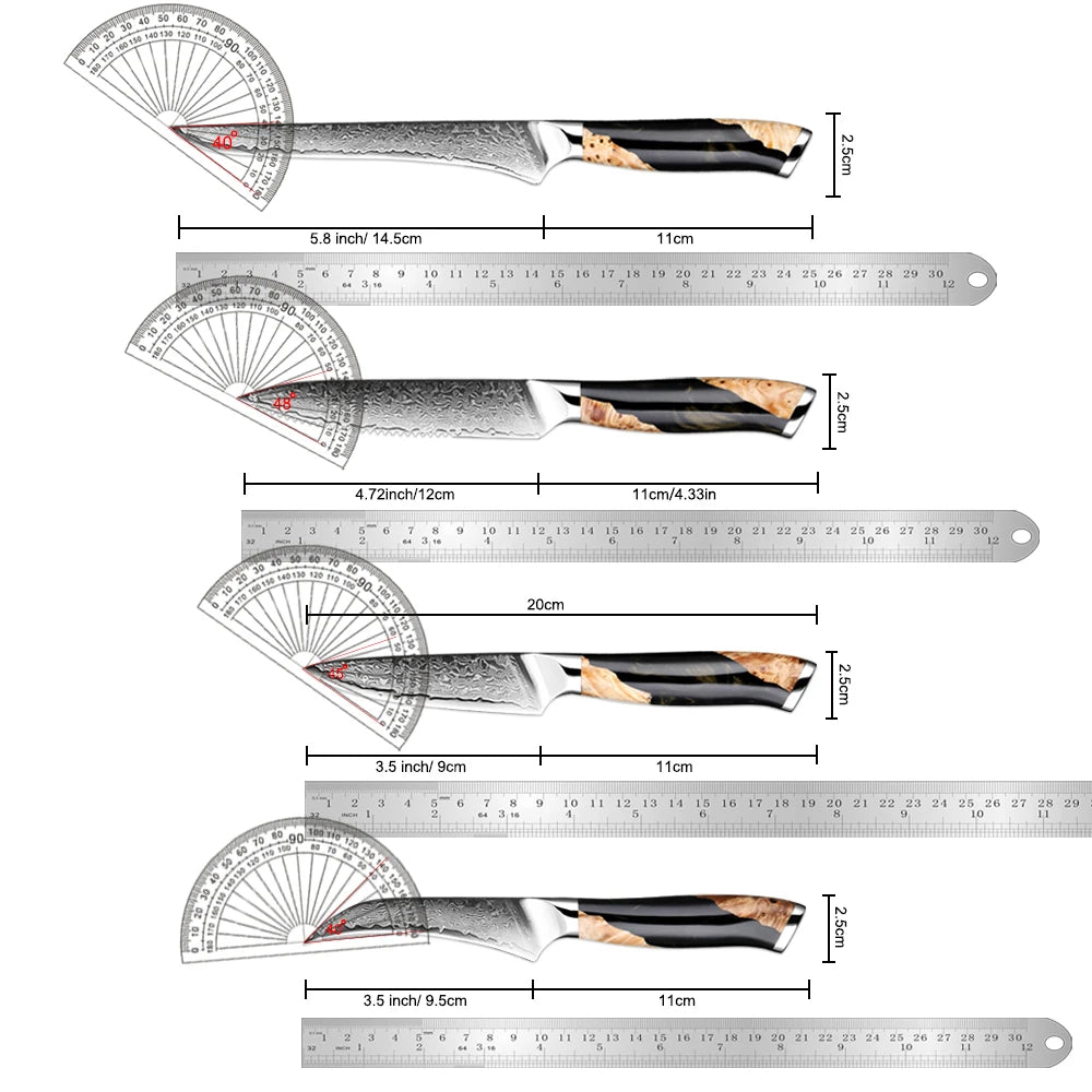 Damascus Steel Boning Knife Set 1-4 PCS – Xituo Kitchen Knives Damascus Kitchen Knife Set Qst