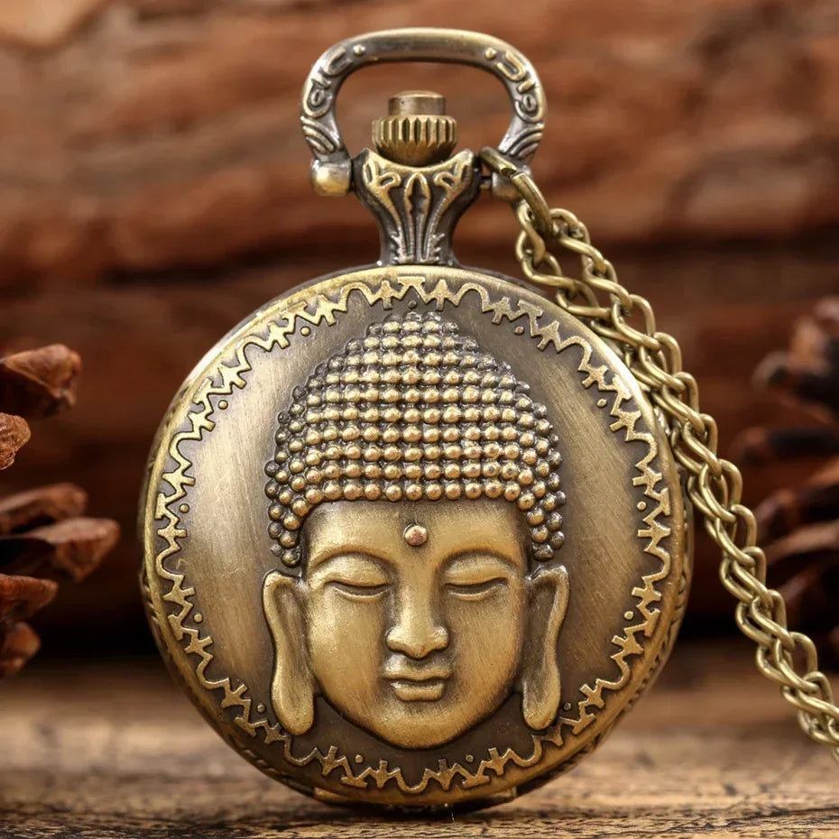 Tibetan Buddhist Temple Quartz Pocket Watch with Chain Pocket Watch Qme