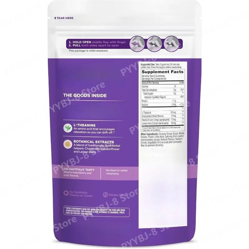 Sleep Gummies L-Theanine & Botanicals – Blackberry, 60ct Sleep Supplement Gummies Qst