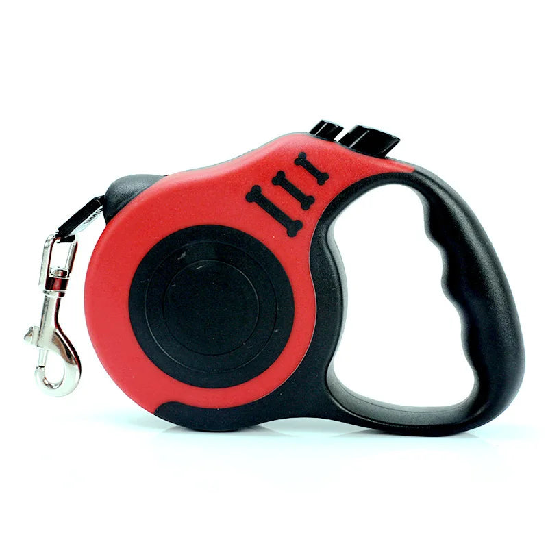 Retractable Nylon Dog Leash 3m 5m | Small to Large Dogs Retractable Dog Leash Qme red 3M