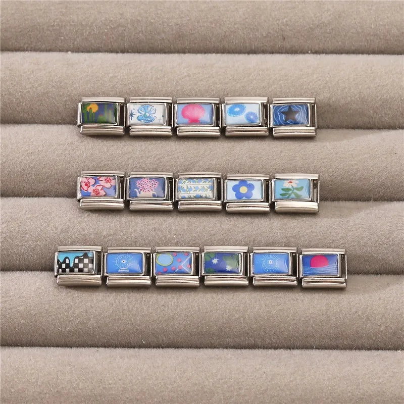 Modular Italian Charm Links – Lotus, Cactus & Sun Designs Modular Charm Links Qme