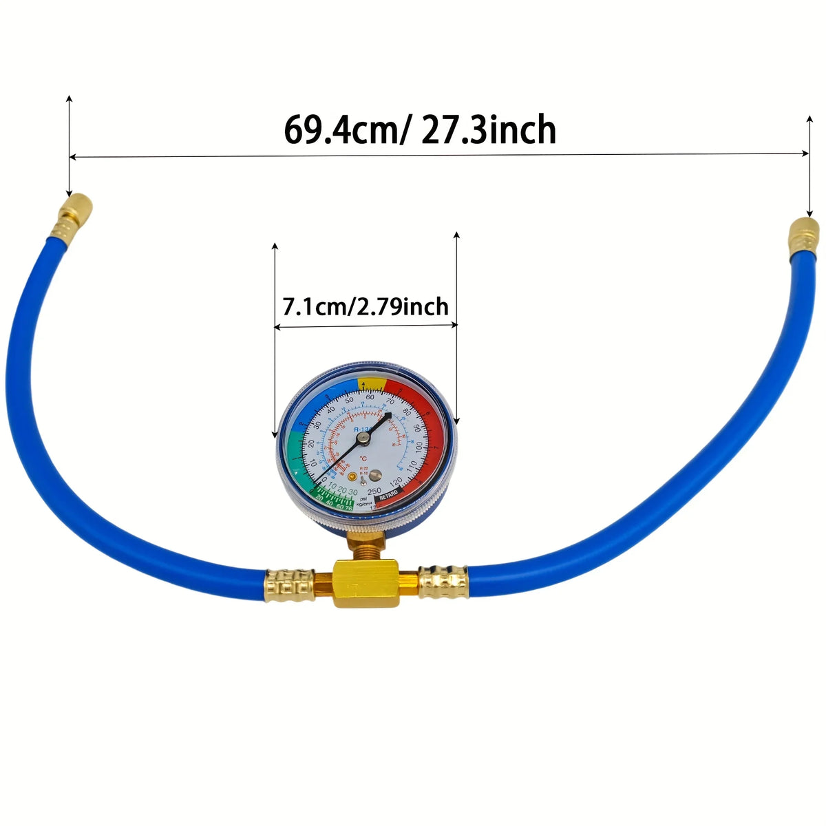 R134A Recharge Hose with Pressure Gauge & Can Tap | Qme AC Recharge Kit Qme