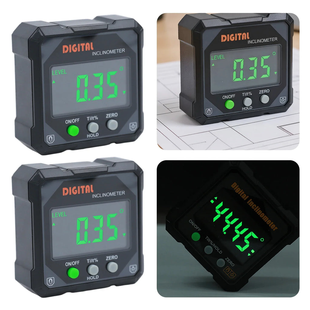 Digital Angle Finder – 4-Side Magnetic LED Gauge | Aluminium Digital Angle Finder Qme
