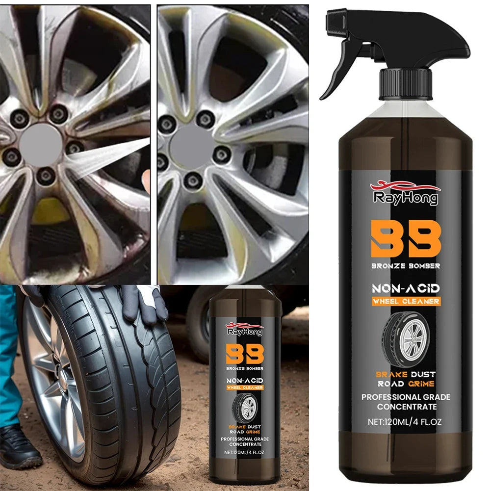 Rim Brake Dust Remover Spray | Car Wheel Detailing Cleaner 120ml Wheel Cleaning Spray Qme